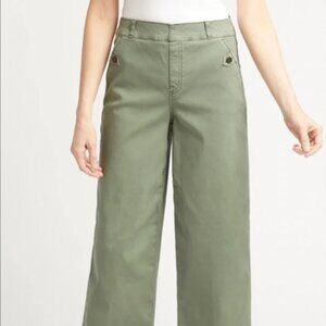 SPANX Stretch Twill Wide Leg Crop Pants Darkened Olive Size XL